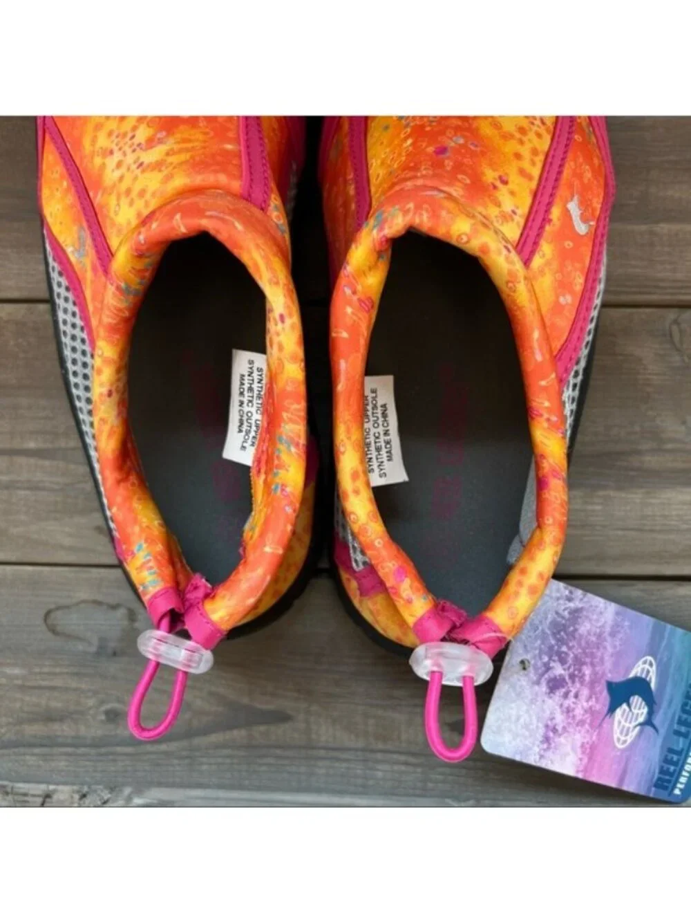 NWT Reel Legends Girls Pink & Orange Water Shoes Sz 4